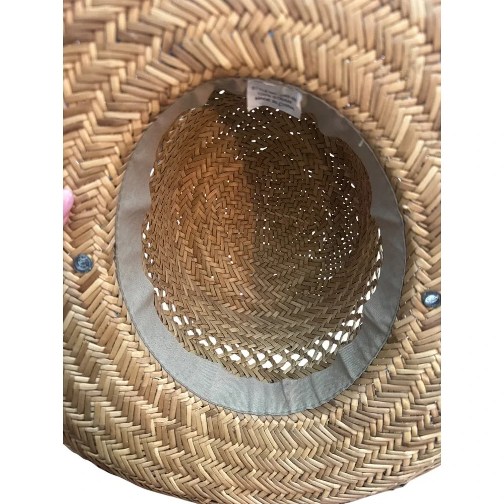 Straw Gambler sun Hat Vented leather band western Golf unisex Cowboy outdoors